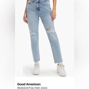 Good American Light Blue Fray Hem Jeans